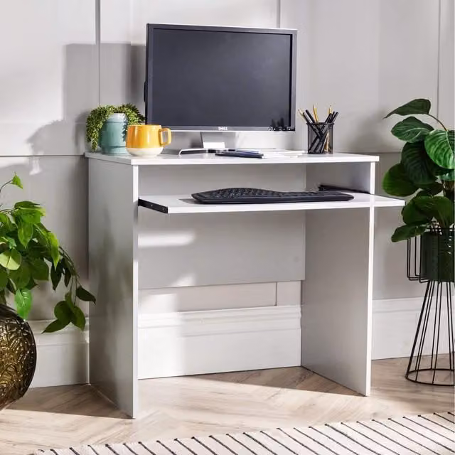 Home Source Newport Space Saving Computer Office Desk in Grey and White