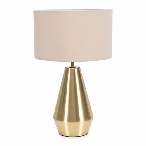 ValueLights Gold Metal Touch Dimmer Table Lamp with Beige Fabric Drum Shade