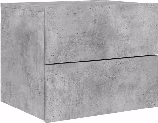 Berkfield Home Wall-mounted Bedside Cabinet with Integrated LED Lights, Grey, W: 50 cm, H: 39 cm, D: 41 cm – 1