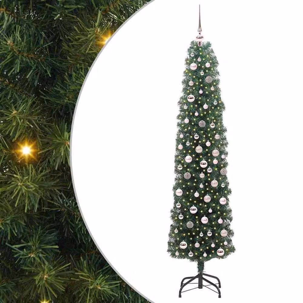 Berkfield Home Artificial Christmas Tree with 300 Warm White LEDs and Stand, Green – 3
