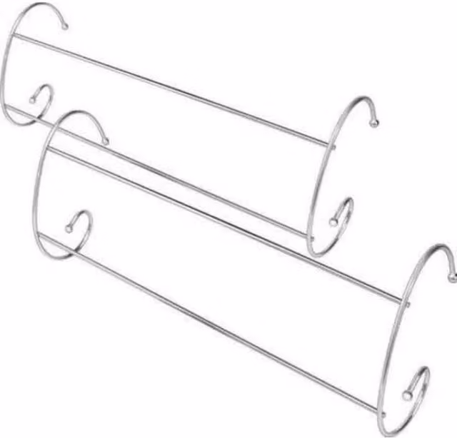PAWNORA Set of 2 Silver Metal Twin Rail Towel Rails