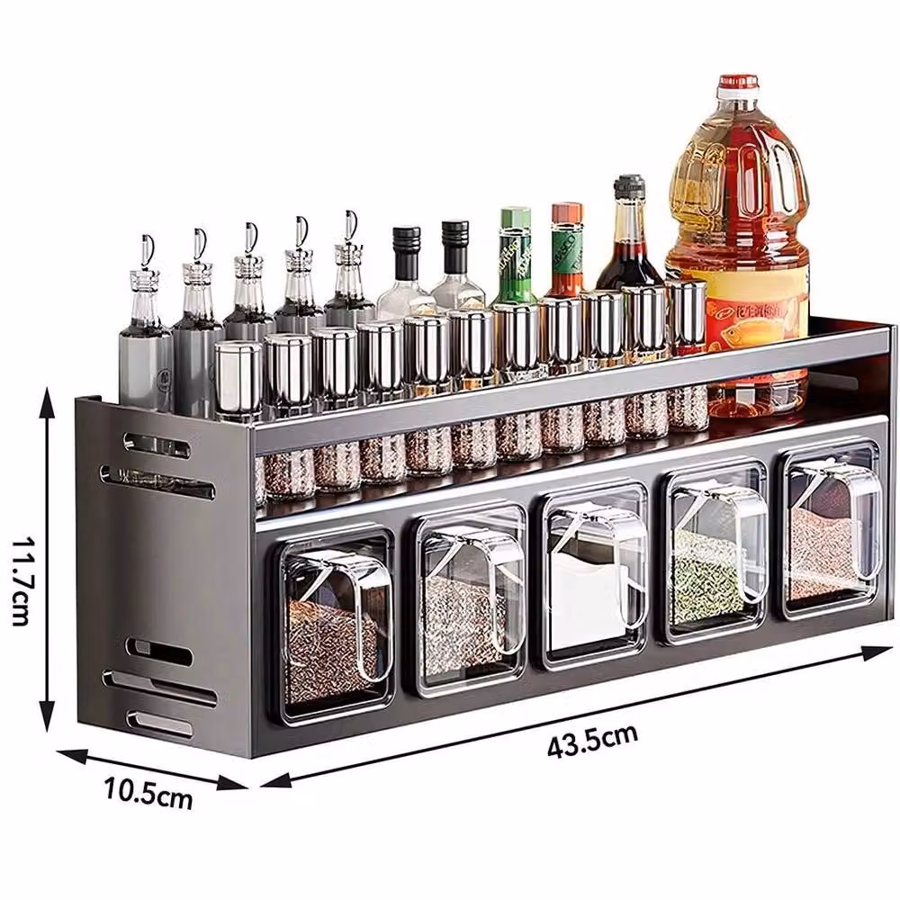 Kelvenix Grey and Transparent Spice and Herb Jar Rack Holder with Compartments – 2