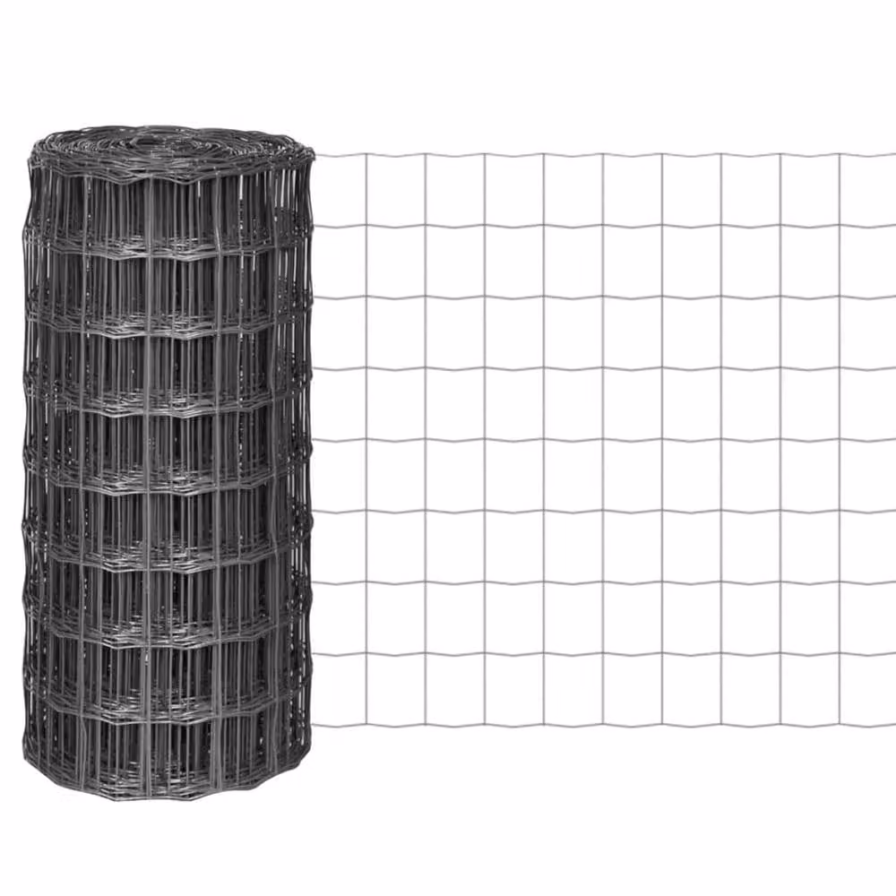 Berkfield Home Beautiful Euro Fence Steel PVC Coated Grey W: 10 m, H: 0.8 m – 2