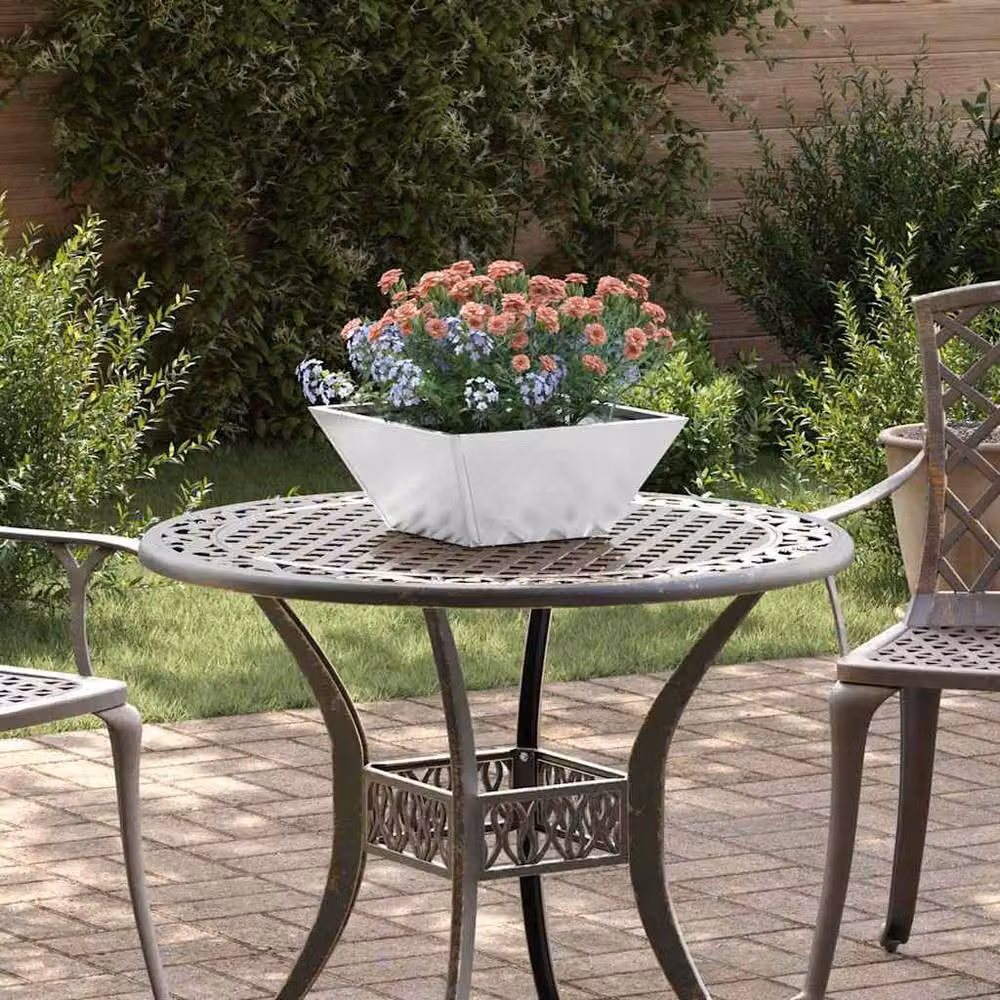 Berkfield Home Modern Garden Bowl Planter in Silver Galvanised Steel, W/D/H: 35 x 35 x 15 cm – 2