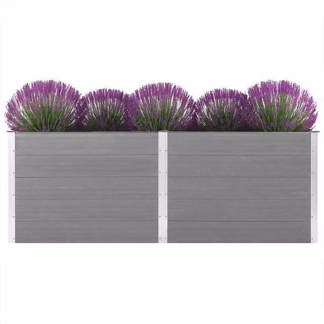 Berkfield Home Garden Grey WPC and Steel Raised Bed, W: 250 cm, D: 100 cm, H: 91 cm – 1