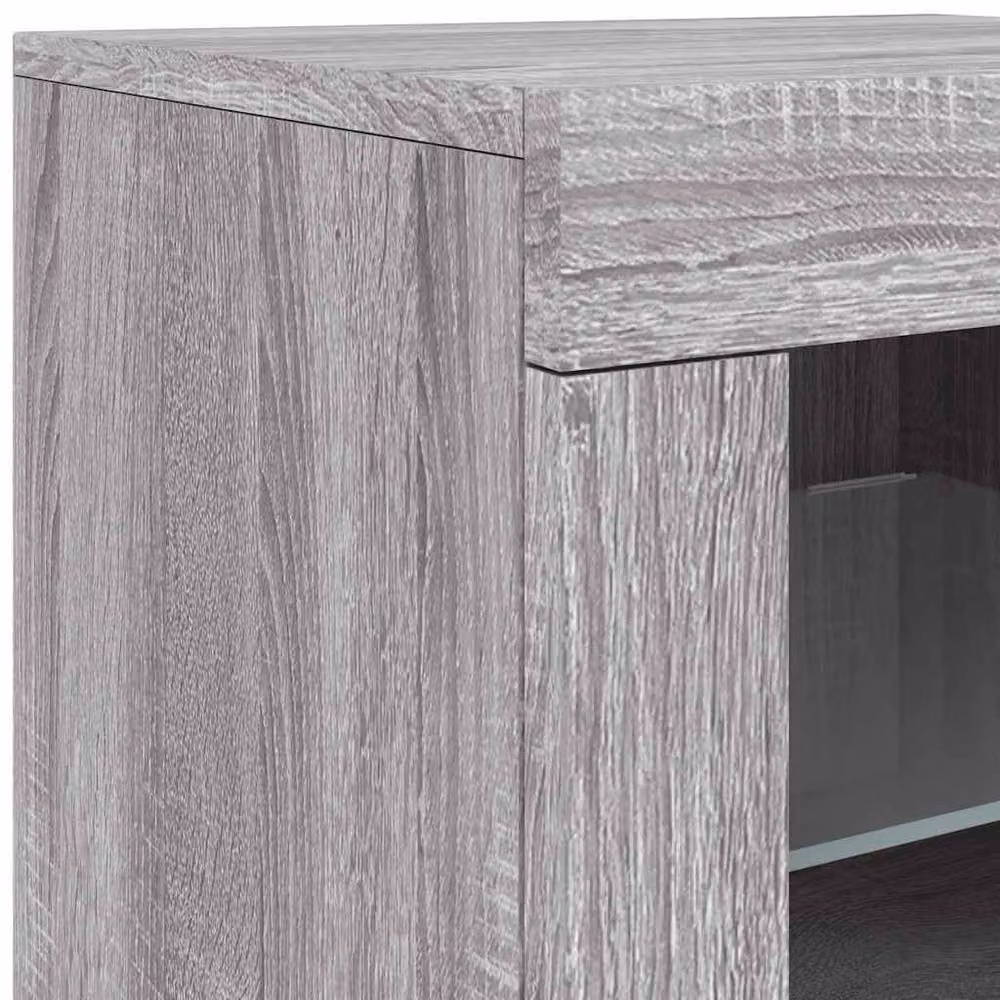 Berkfield Home Modern Side Cabinet with LED Lights and Glass Doors in Grey Sonoma, W/D/H: 67 x 41 x 37 cm – 6