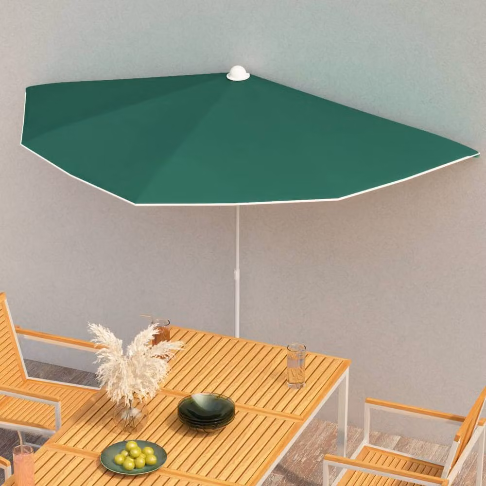 Berkfield Home Garden Green Half Parasol with Pole, W: 180 cm, D: 90 cm – 2