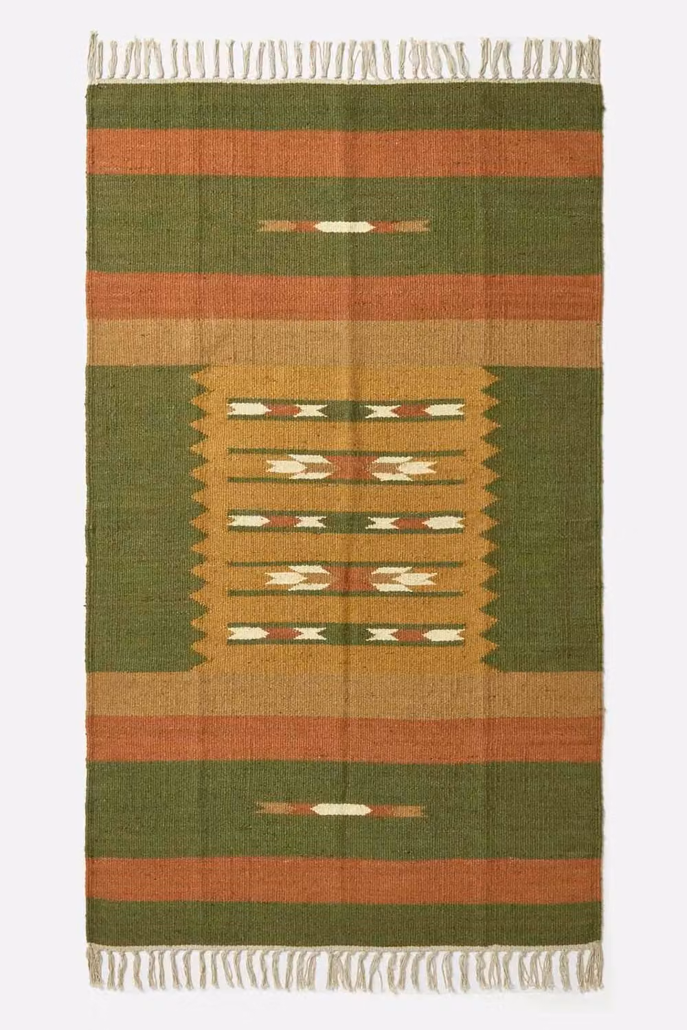 Homescapes Lundi Orange & Green Kilim Cotton & Jute Rug, W: 160 cm, L: 230 cm – 2
