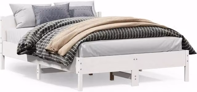 Berkfield Home White Solid Wood Pine Bed Frame W/D/H: 140 x 200 cm – 1