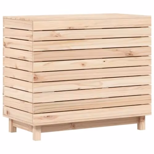 vidaXL Laundry Basket in Natural Brown Solid Wood, W: 88.5 cm, D: 44 cm, H: 76 cm