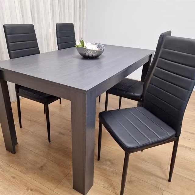 Kosy Koala Modern Rectangular Dining Set with 4 Faux Leather Chairs in Brown and Black – 1