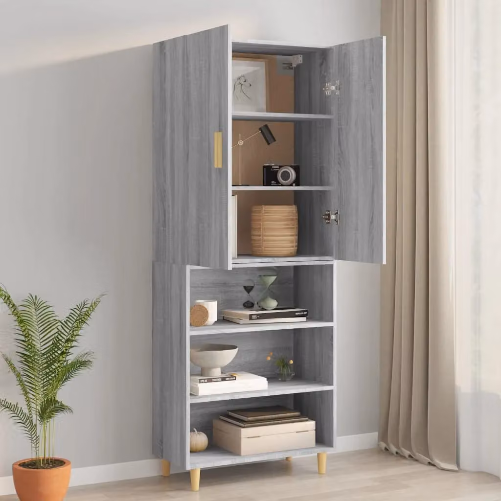 Berkfield Home Grey Sonoma Hanging Wall Cabinet W/D/H: 69.5 x 34 x 90 cm – 2