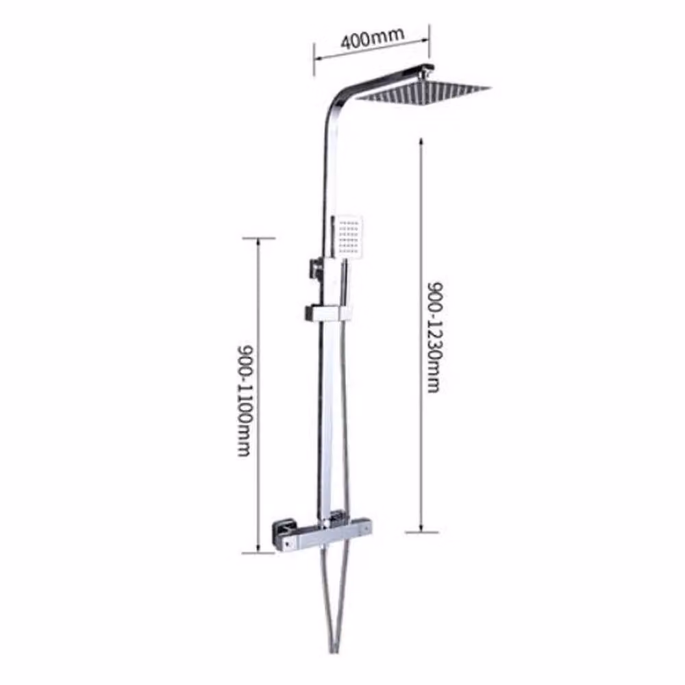 FLAVORA Adjustable Handheld Thermostatic Shower Mixer Bar Set in Silver – 2
