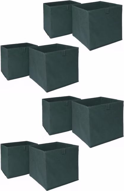 OHS Set of 8 Fabric Collapsible Storage Boxes in Green, W/D/H: 27 x 27 x 27 cm – 5