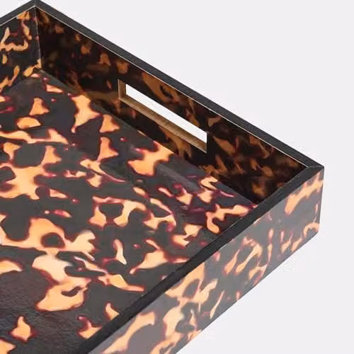OHS Modern Rectangular Animal Print Serving Tray in Brown Plastic, W/D/H: 35 x 30 x 7 cm – 3