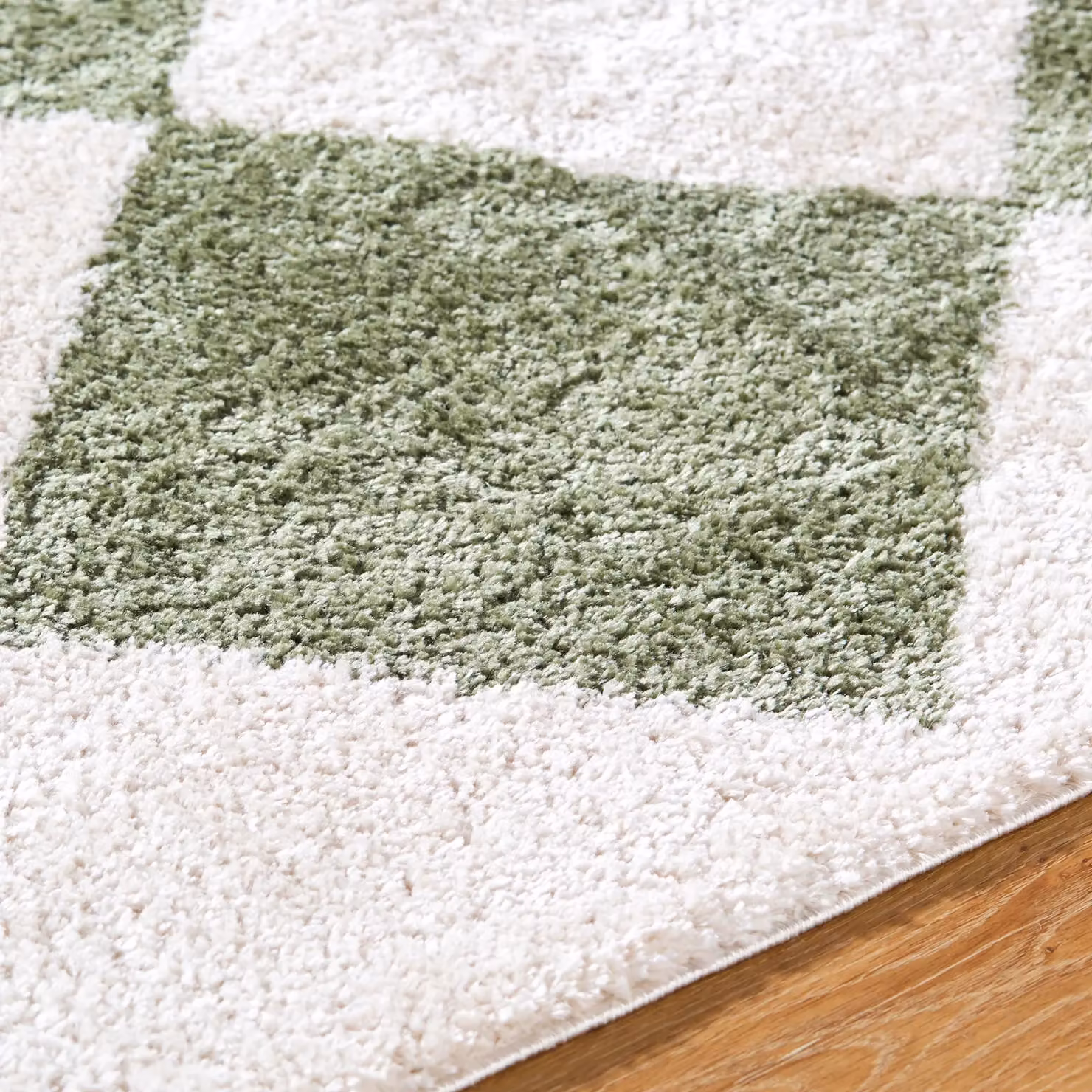 Livabliss Fossay Shag Washable High Pile Diamond Rug in Beige, Brown, Green and Grey, W: 160 cm, L: 215 cm – 3