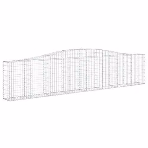 vidaXL 2-Pack Arched Gabion Basket Stone Planters, Galvanised Steel, Silver, W: 400 cm, D: 30 cm, H: 80-100 cm
