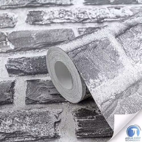Livingwalls DESIGNDROP Non-Woven Pre-pasted Wallpaper in Grey and Black with Nature Stone Effect, W: 0.53 m, L: 10.05 m – 2