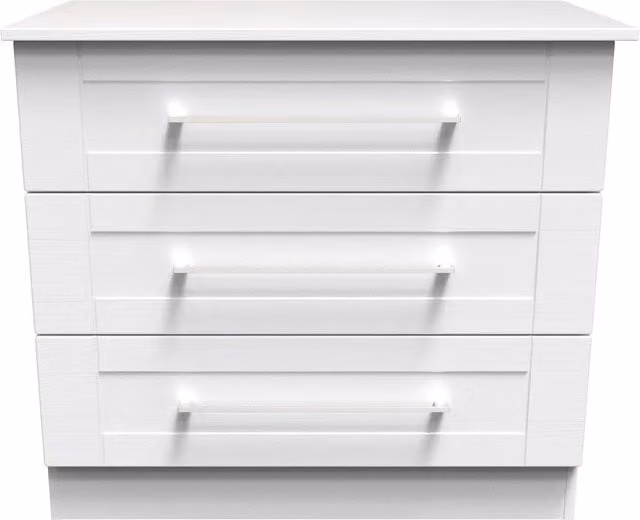 Ripon 3 Drawer Chest in White, Ready Assembled