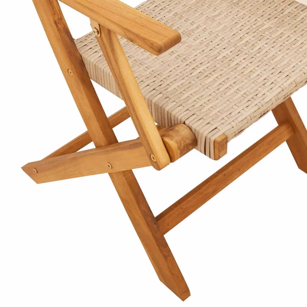 Berkfield Home 3 Piece Bistro Set in Beige Poly Rattan and Acacia Wood – 3
