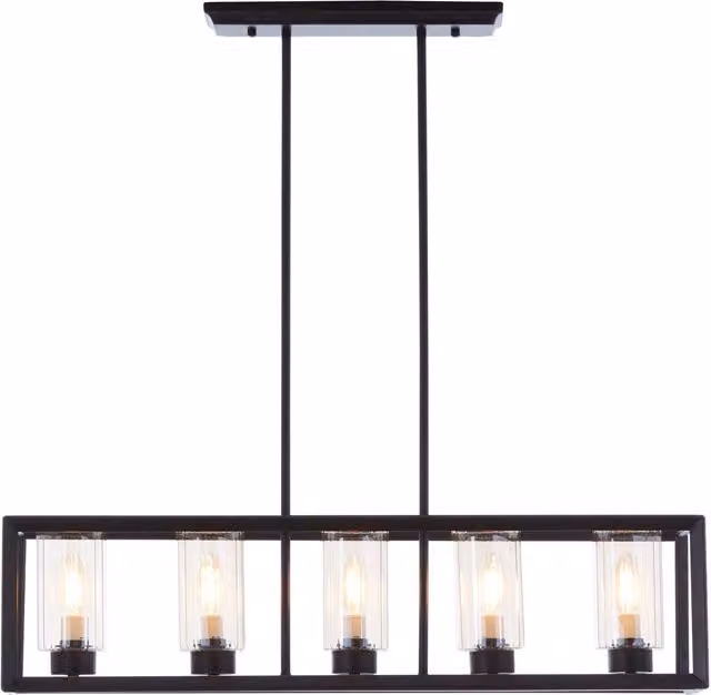 Orsina Aliko 5 Bulb Matte Black Suspended Ceiling Light