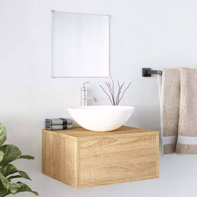 Berkfield Home 2 Piece Brown Oak Bathroom Furniture Set with Vanity Unit and Mirror Cabinet