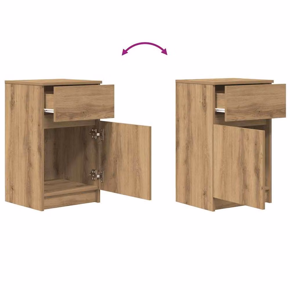 Berkfield Home Artisan Oak Bedside Cabinet in Brown, W/D/H: 39 x 35 x 65 cm – 4
