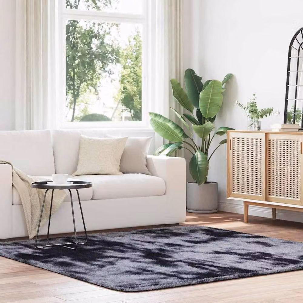 Berkfield Home Navarra Shaggy High Pile Rug, Dark Grey, W: 200 cm, D: 200 cm – 1