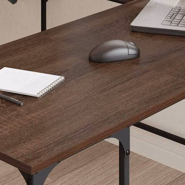 Berkfield Home Decorative Desk in Brown Oak, W/D/H: 139 x 139 x 75 cm – 1