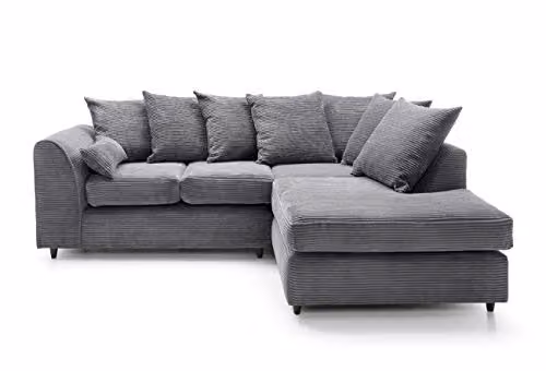 Abakus Direct Right Hand Corner Sofa in Grey Jumbo Cord Fabric, W/D/H: 212 x 164 x 78 cm – 3