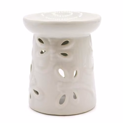 KDMD Classic White Ceramic Dragonfly Oil Burner and Tealight Lamp – 1