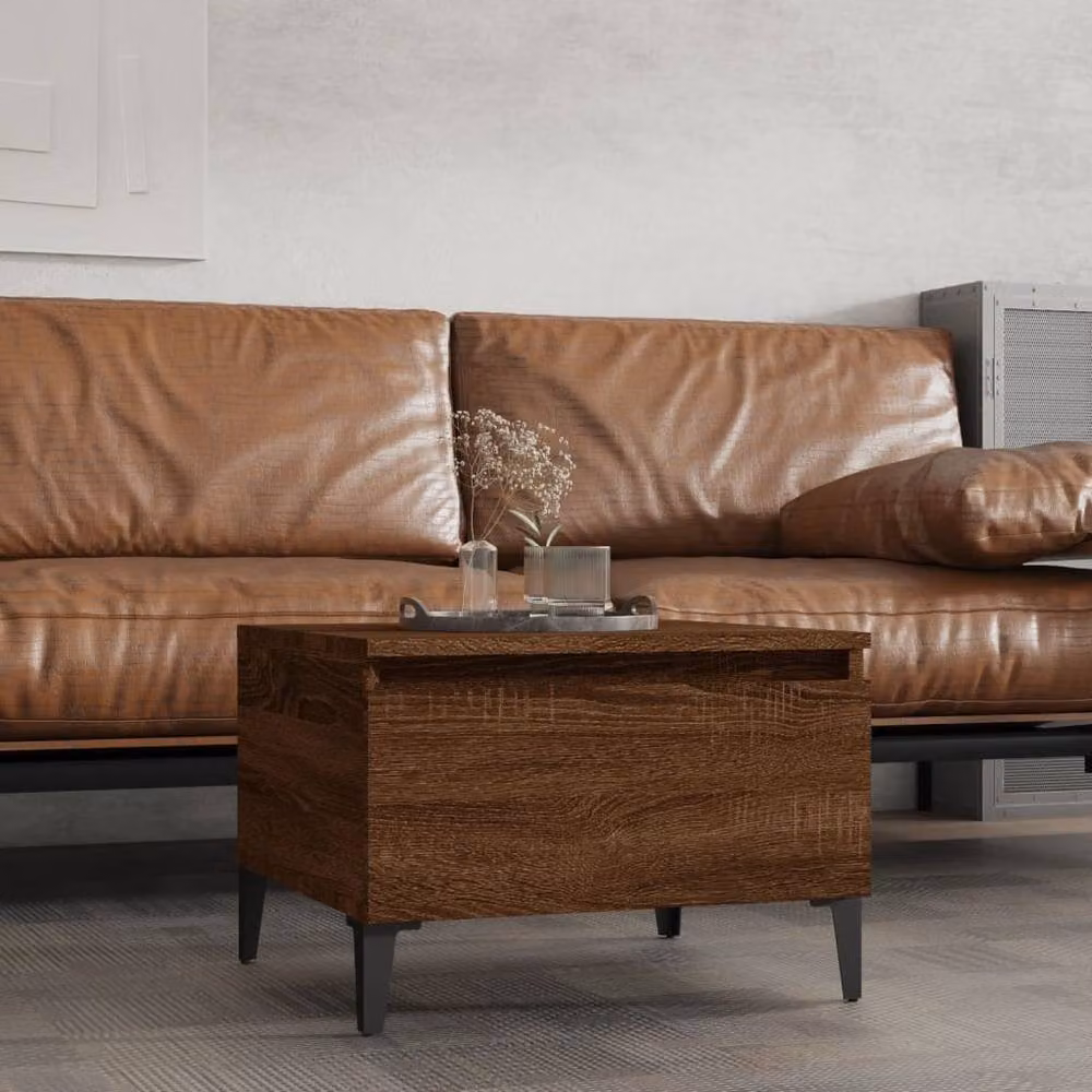 Berkfield Home Brown Oak Side Table, W: 50 cm, D: 46 cm, H: 35 cm – 2