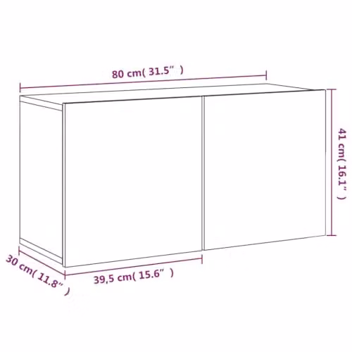 vidaXL Modern Wall-mounted TV Cabinet in Brown, W/D/H: 80 x 30 x 41 cm – 3