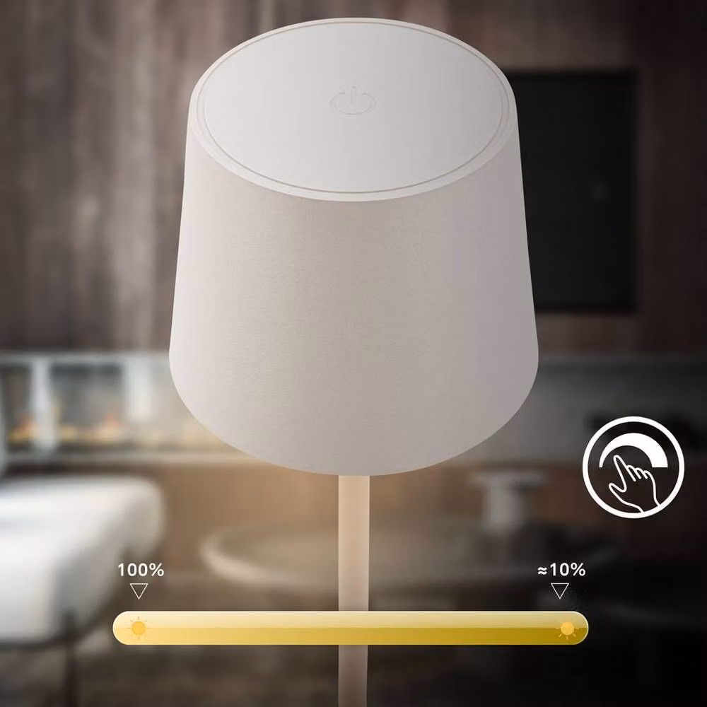 Briloner Rechargeable LED Table Lamp, Dimmable Touch Control Reading Light in White – 4
