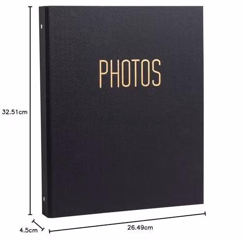 Exacompta By Me Photo Album Binder in Black and Gold, 60 Pages for 120 x 10x15 cm Photos, W: 32 cm – 7