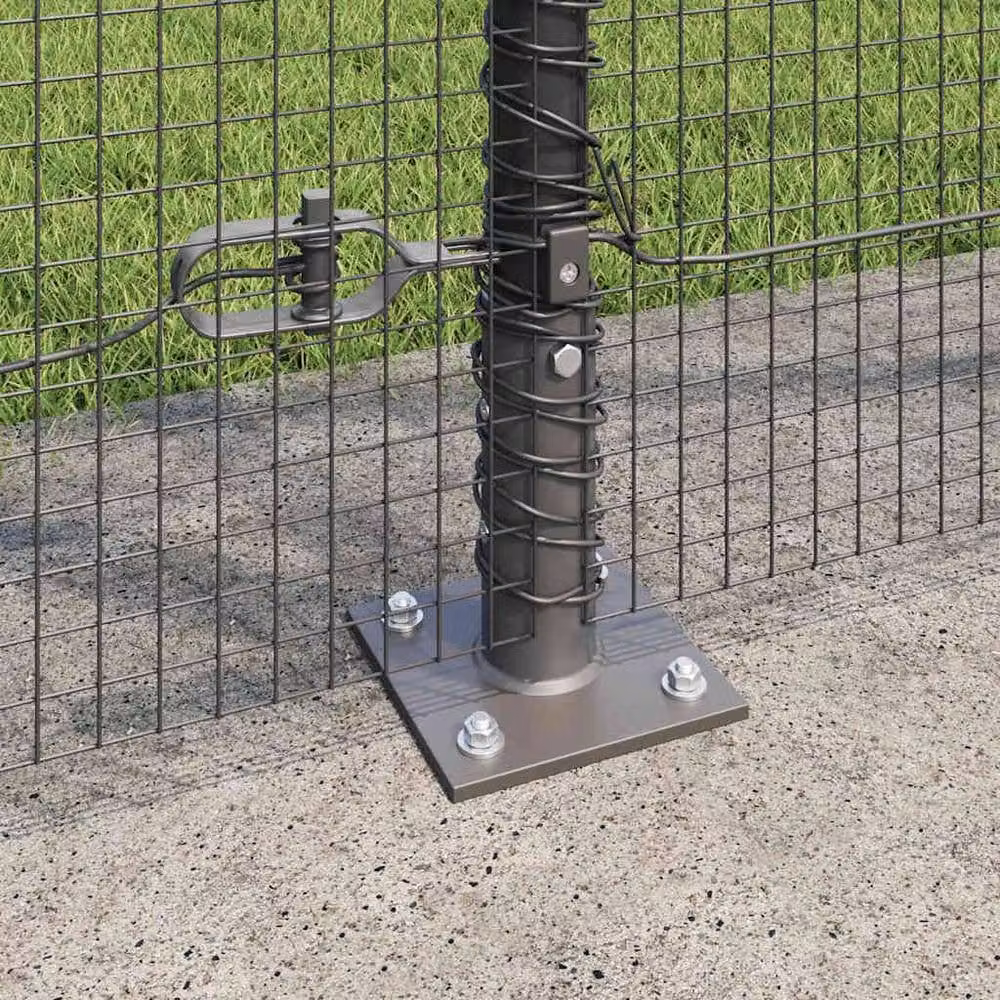Berkfield Home Steel Welded Wire Fence with 13 Flanged Posts in Dark Grey, 1.4 x 50 m – 3