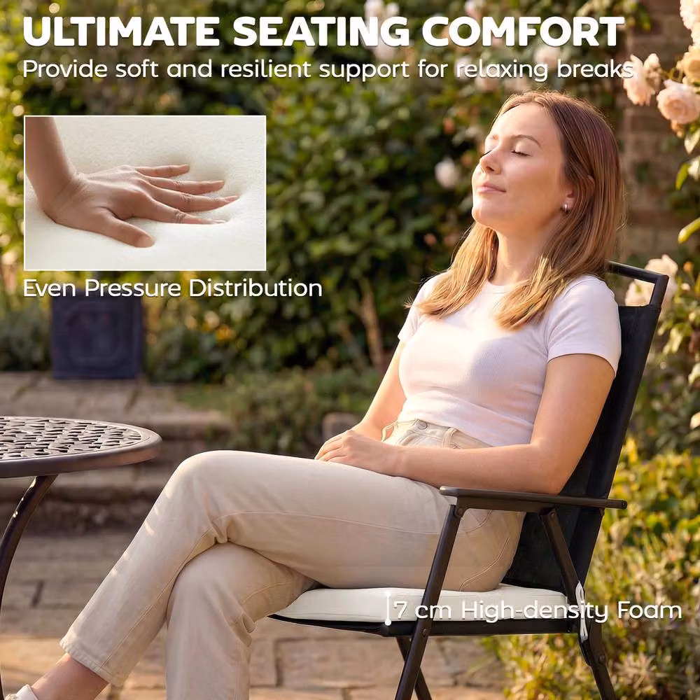 OUTSUNNY Beige Seat Cushions with Removable, Machine Washable, Water Repellent and UV Resistant Covers – 4