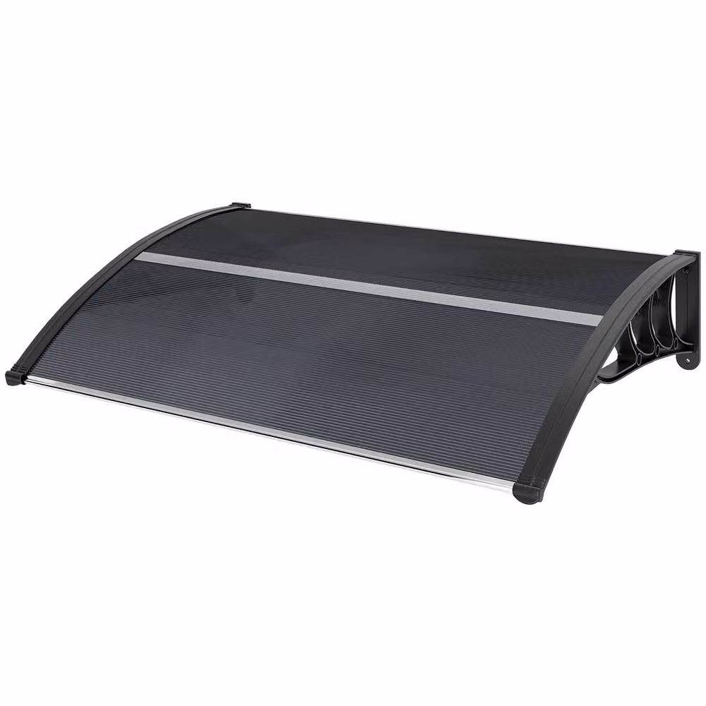 Rolipo Outsunny Front Door Canopy Awning in Black, W: 100 cm, D: 75 cm – 2