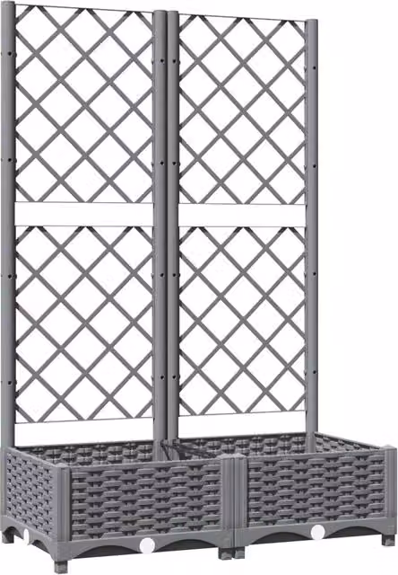 Berkfield Home Garden Planter with Trellis in Light Grey, W/D/H: 80 x 40 x 121.5 cm