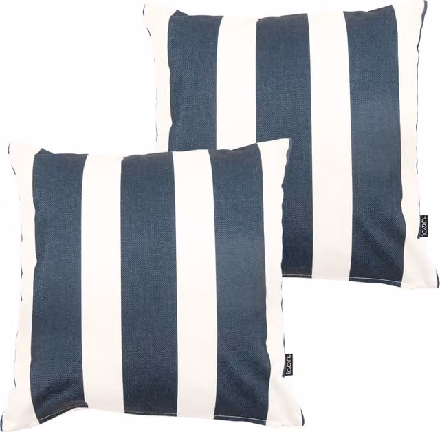 icon Kyoto Fabric Striped Cushion Set of 2, Black and Blue, W/D/H: 43 x 43 x 43 cm