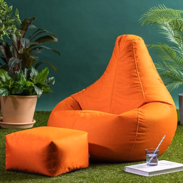 ICON Recliner Indoor Outdoor Bean Bag and Pouffe in Orange
