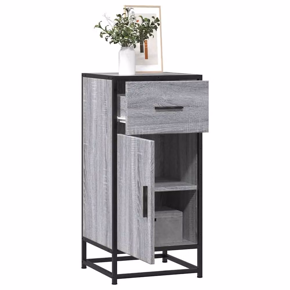 Berkfield Home Grey Sonoma Sideboard in Engineered Wood and Metal, W/D/H: 35.5 x 35 x 76 cm – 2