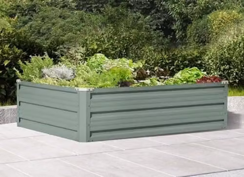 Garden Gear Metal Raised Vegetable Planter in Sage Green, Twin Pack (W: 120 cm, D: 90 cm, H: 30 cm) – 2