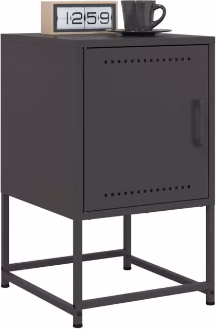Berkfield Home Set of 2 Black Industrial Metal Bedside Cabinets, W/D/H: 36 x 39 x 60.5 cm