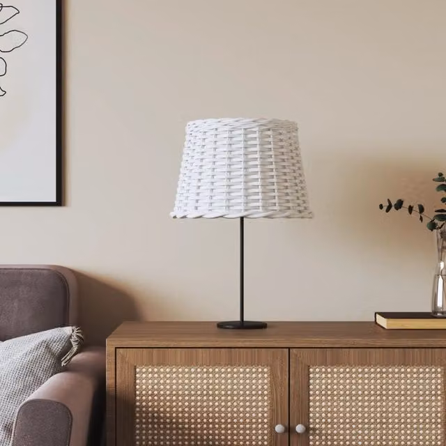 Berkfield Home White Wicker Boho Lamp Shade, W: 40 cm, H: 26 cm – 1