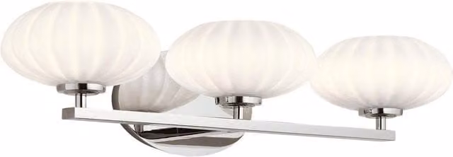 Netlighting Kichler Pim Bathroom Wall Lamp in Polished Chrome and Grey with 3000K Warm White Light, IP44 Rated