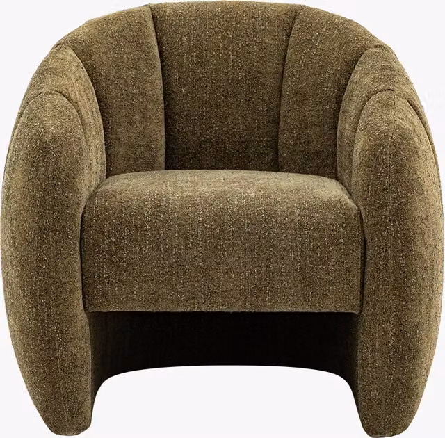 Perch & Parrow Modern Brown Bouclé Tub Chair with Armrests