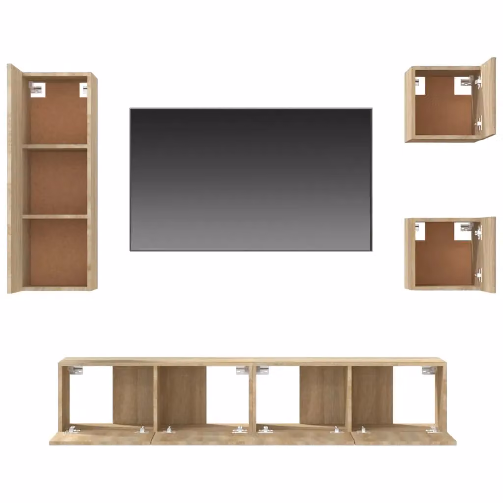 Berkfield Home 5 Piece Sonoma Oak TV Cabinet Set in Brown – 2