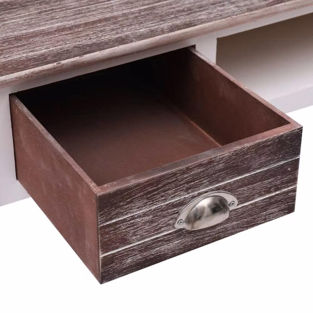 Berkfield Home Vintage Wood Writing Desk in Brown, W/D/H: 110 x 45 x 76 cm – 2
