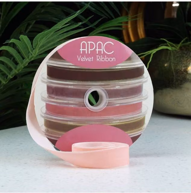 KDMD Baby Pink Velvet Ribbon, 15mm x 20m